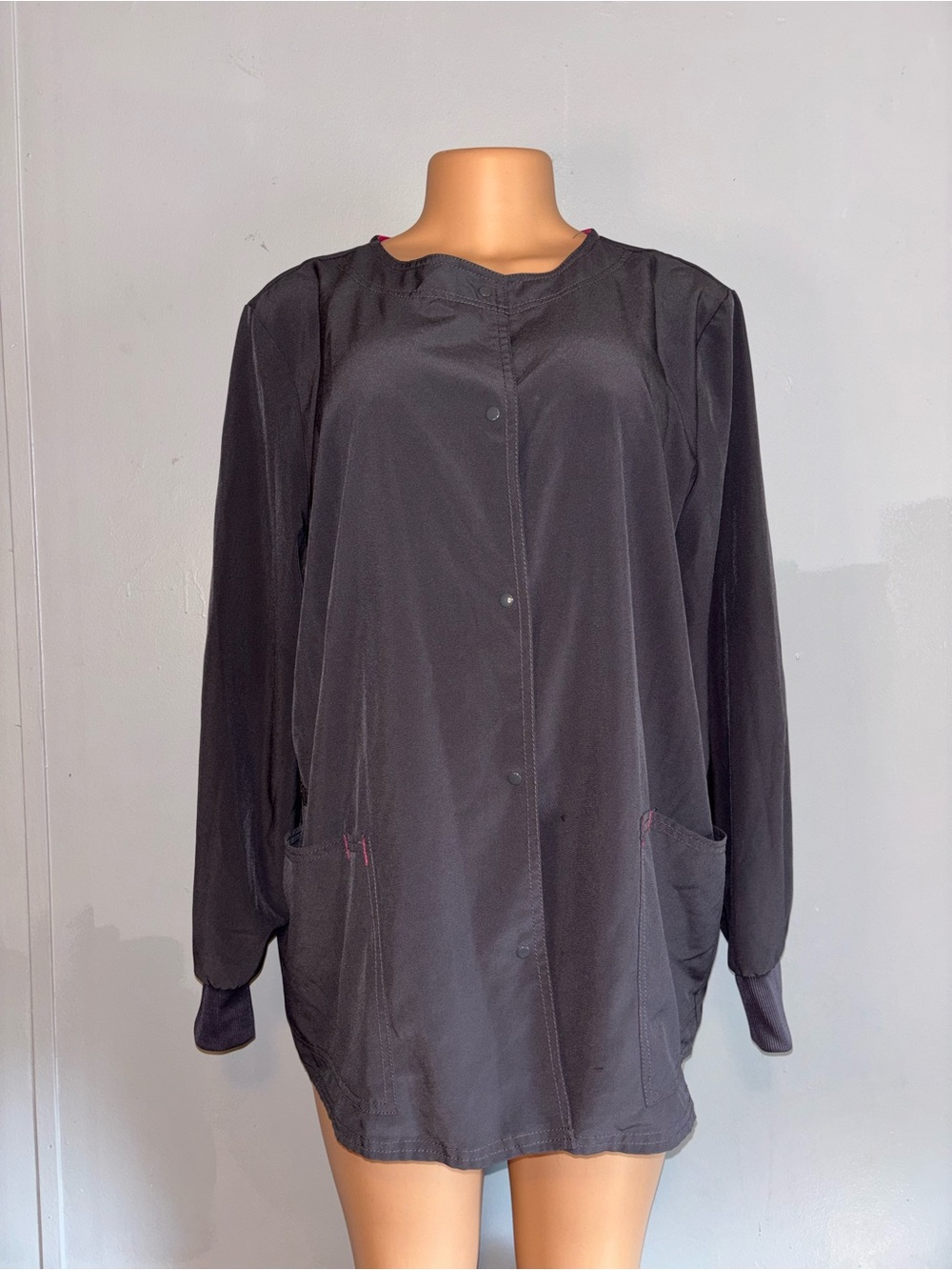 Scrubstar Black Button-Front Scrub Jacket
